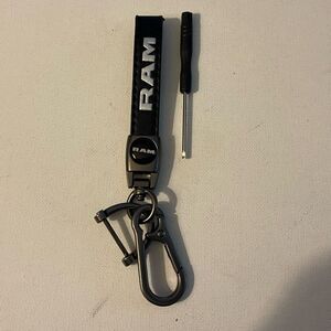 Dodge Ram Key Fob Keychain in Black Leather NWT